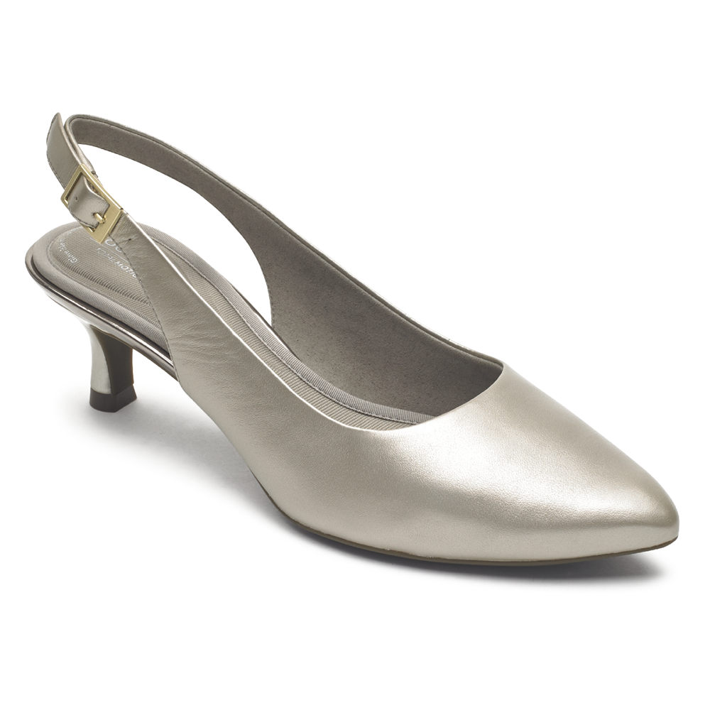 Rockport Pumps For Womens Silver - Total Motion Kaiya Slingback - NY7451063